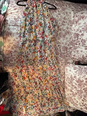 Colorful Confetti Tiered Halter Maxi Dress